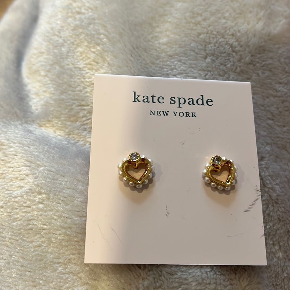 NWT Kate Spade pearl heart earrings